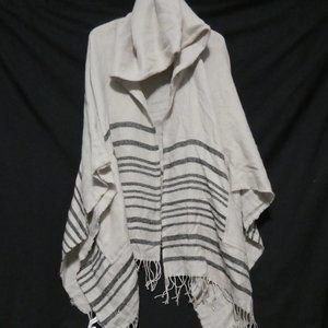 GARAGE one size, striped hooded poncho with deep pockets, BNWT